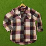 Multicolor Plaid Flannel Button-Down Shirt - Front View 2
