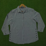 Navy White Gingham Check Dual Pocket Snap Button Full Sleeve Shirt - Front