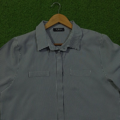 Navy White Gingham Check Dual Pocket Snap Button Full Sleeve Shirt - Label - alternate view