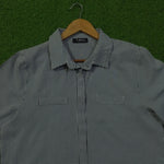Navy White Gingham Check Dual Pocket Snap Button Full Sleeve Shirt - Label