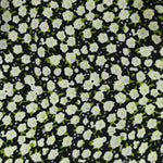 Black White Ditsy Floral Button-Down Collared Full Sleeve Chiffon Shirt - Fabric Close-up