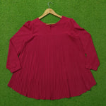 Maroon Pleated Full Sleeve Chiffon Top - Back