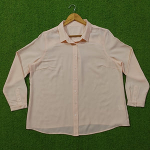 Blush Pink Collared Button-Down Cuffed Sleeve Shirt