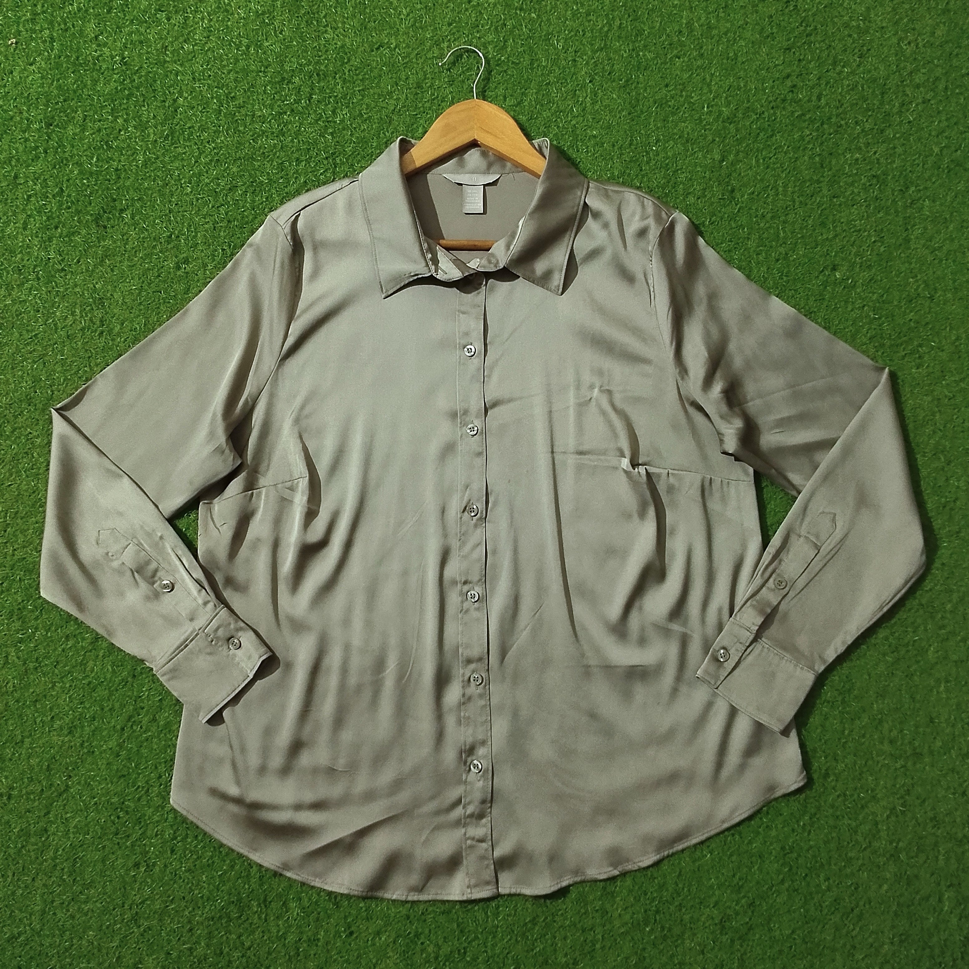 Sage Green Full Sleeve Button-Down Silk Shirt