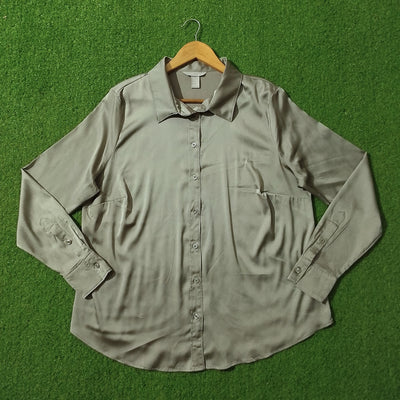 Sage Green Full Sleeve Button-Down Silk Shirt