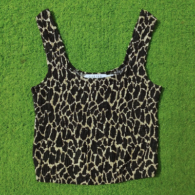 Leopard Print Sleeveless Smoking Crop Top