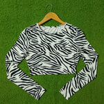 Zebra print long sleeve crop top