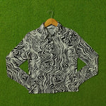 Psychedelic wave print long sleeve jersey shirt