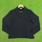 Black Embroidered Collar Button-Down Shirt