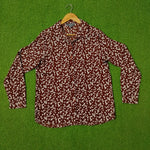 Brown Floral Print Button-Down Shirt - Front View