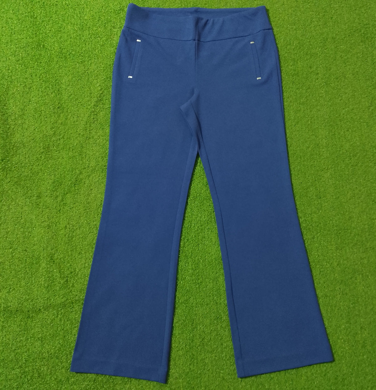 Royal blue bootcut flare pants full view