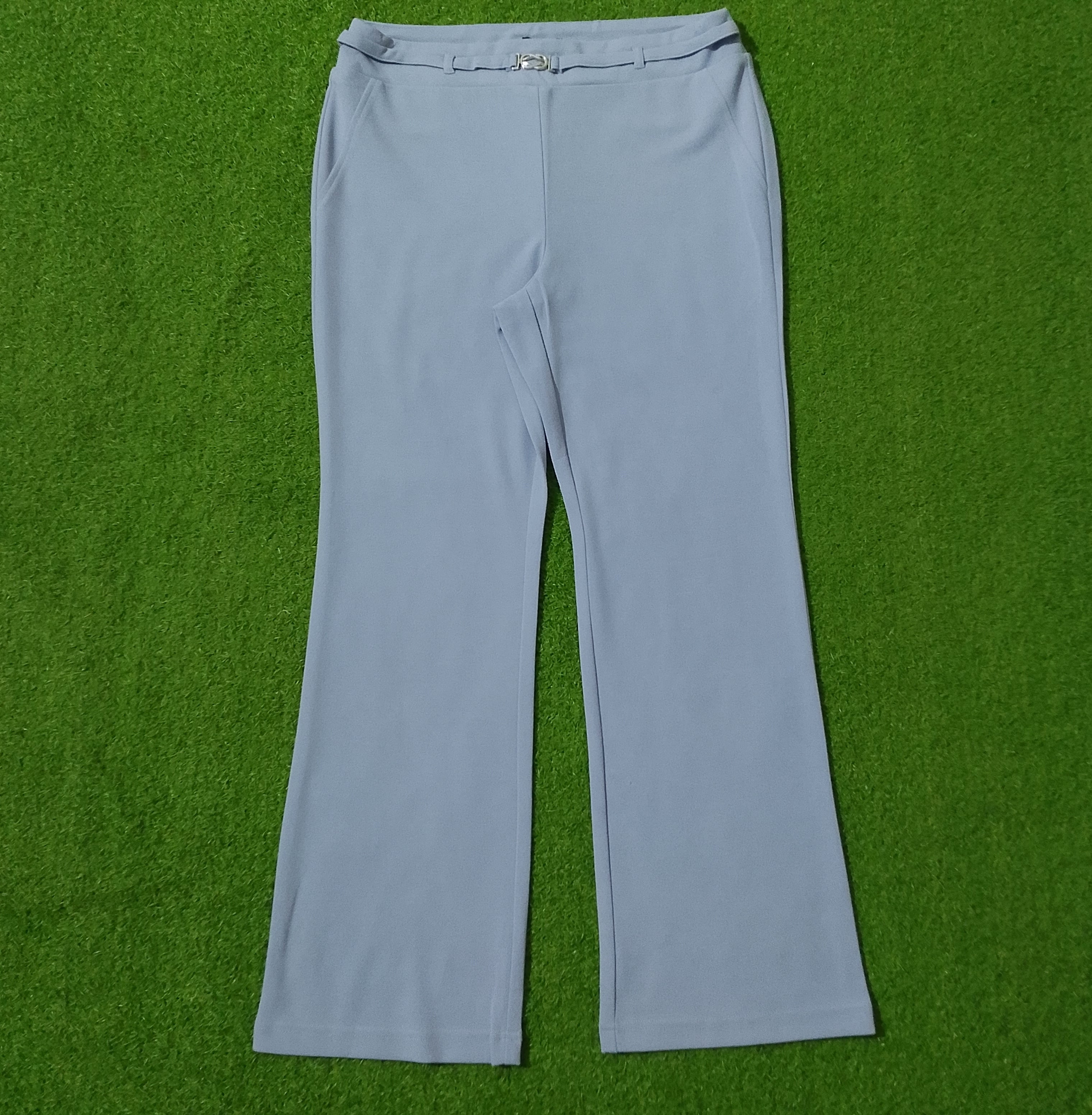Light blue bootcut flare pants full view
