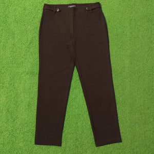 Brown Slim Straight Trouser with Button Waistband Detail