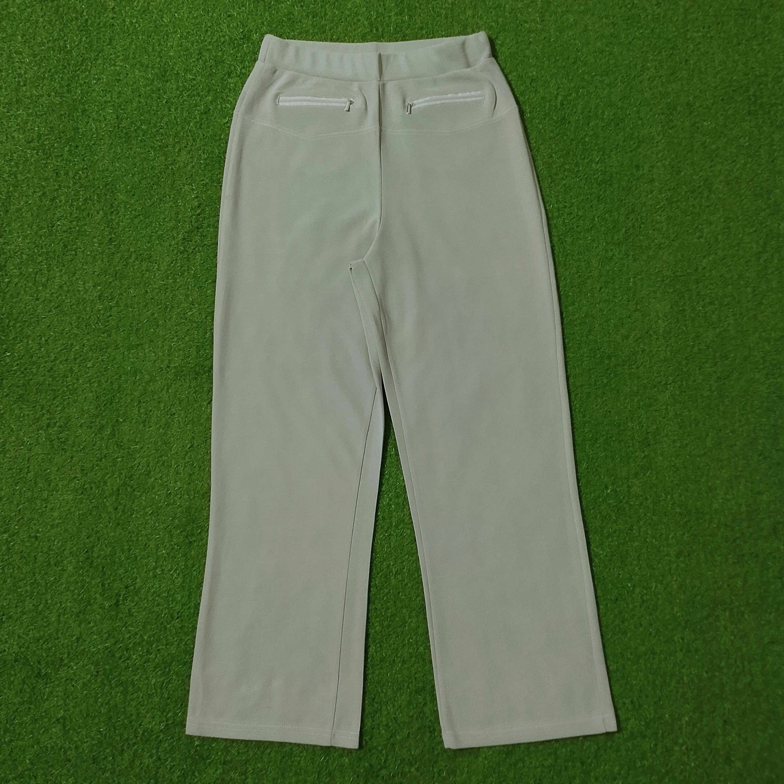 Beige Straight-Leg Pull-On Pants with Zip Pocket Detail