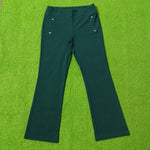 Green Bootcut Pull-On Pants with Faux Pocket Detail
