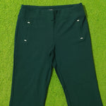 Green Bootcut Pull-On Pants with Faux Pocket Detail