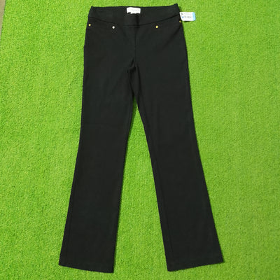 Black Bootcut Pull-On Pants with Gold Stud Detail