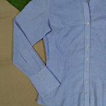 Light blue micro print button-down shirt sleeve detail