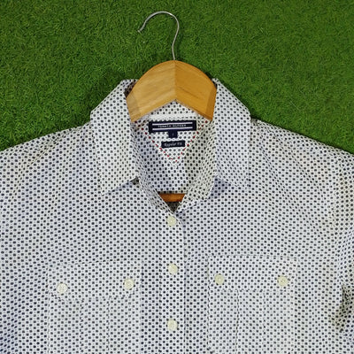 White Floral Print Button-Down Shirt - alternate view