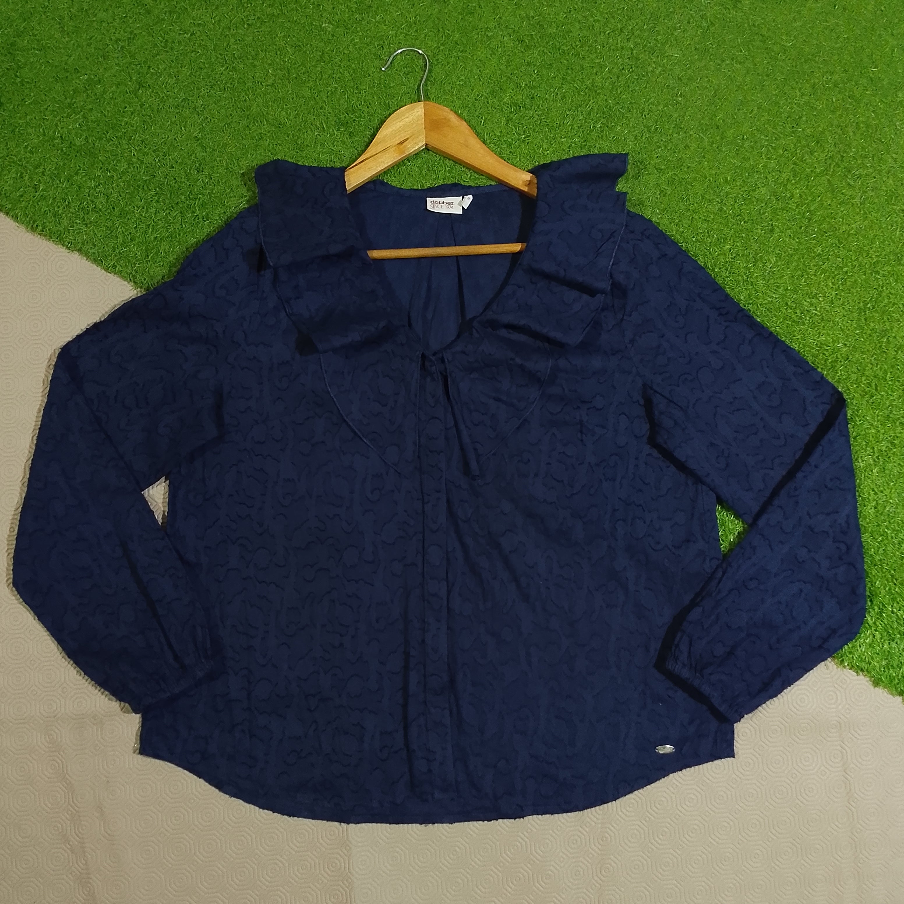 Navy Blue Textured Button-Front Shirt