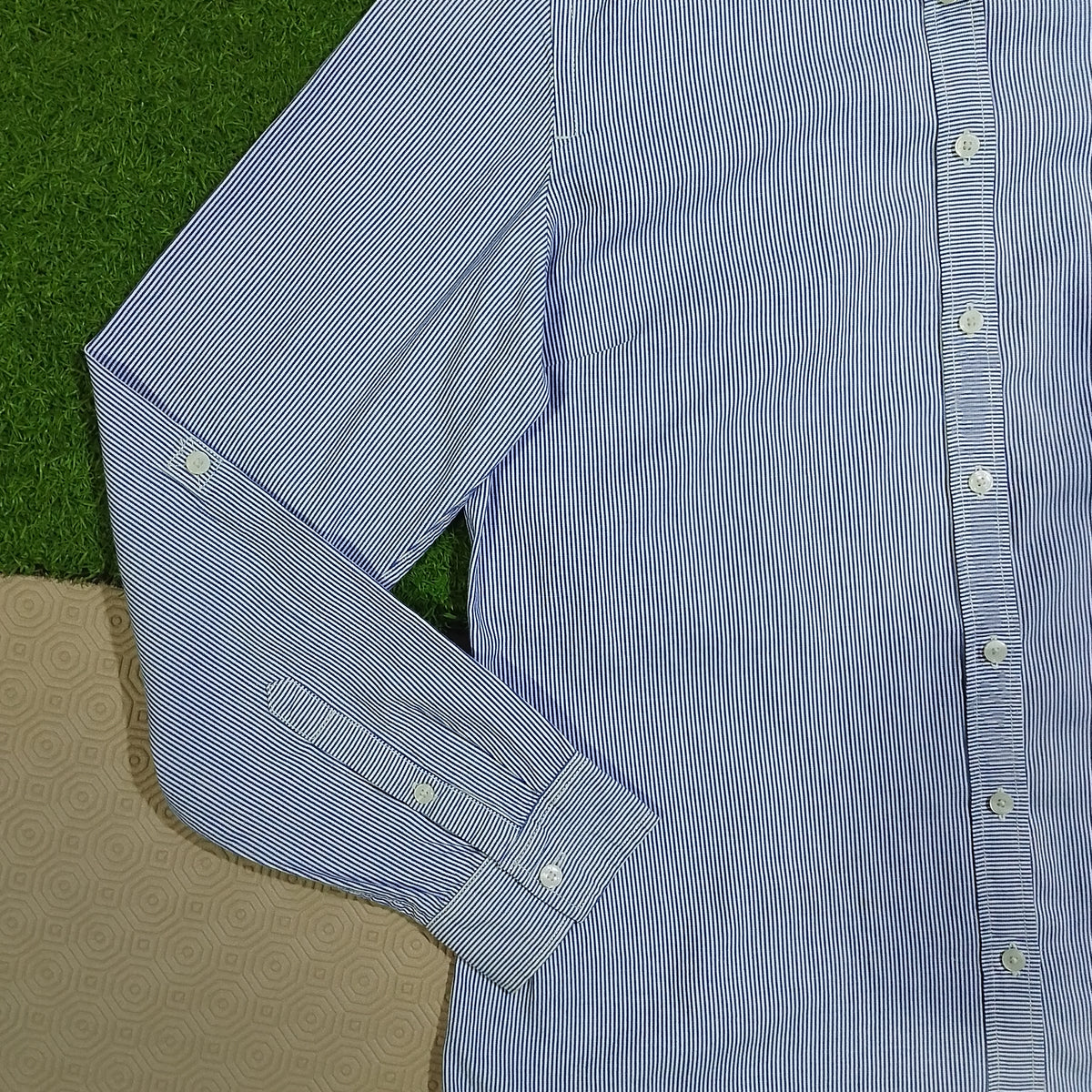 Blue Striped Button-Down Shirt