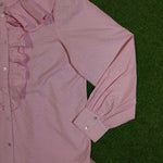 Pink Ruffle-Front Button-Front Shirt