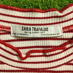 Red White Striped Ribbed Knit Short Sleeve