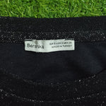 Black Glitter Long Sleeve Backless Crop Top