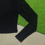 Black Davide high neck long sleeve crop top back view