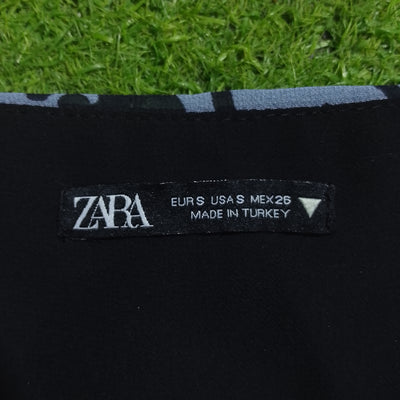 Zara blue black leopard print crop top brand and size label - alternate view