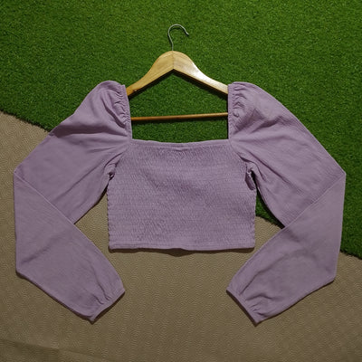 Lilac H&M smocked crop top back view - alternate view