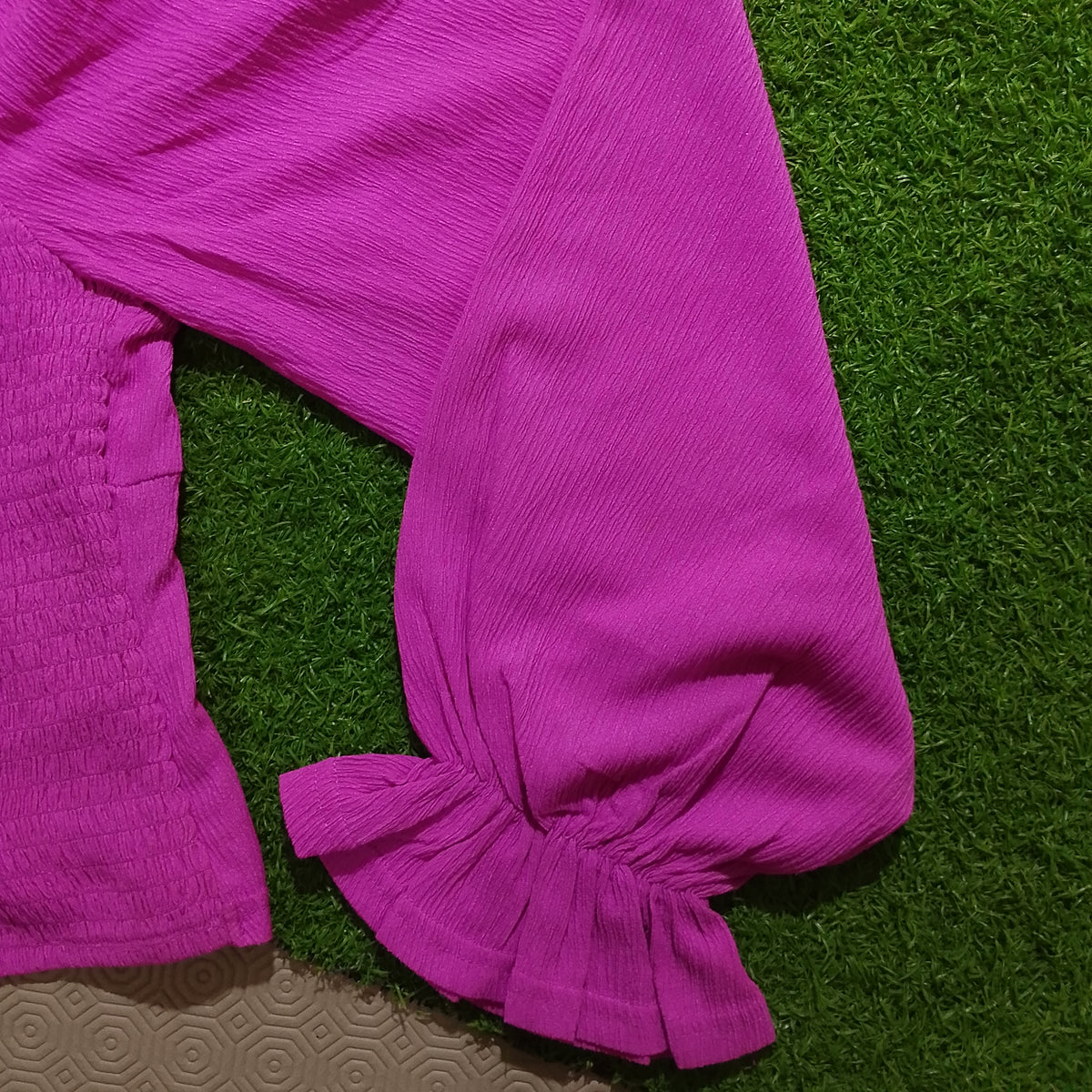 Fuchsia L Sisters crop top back view