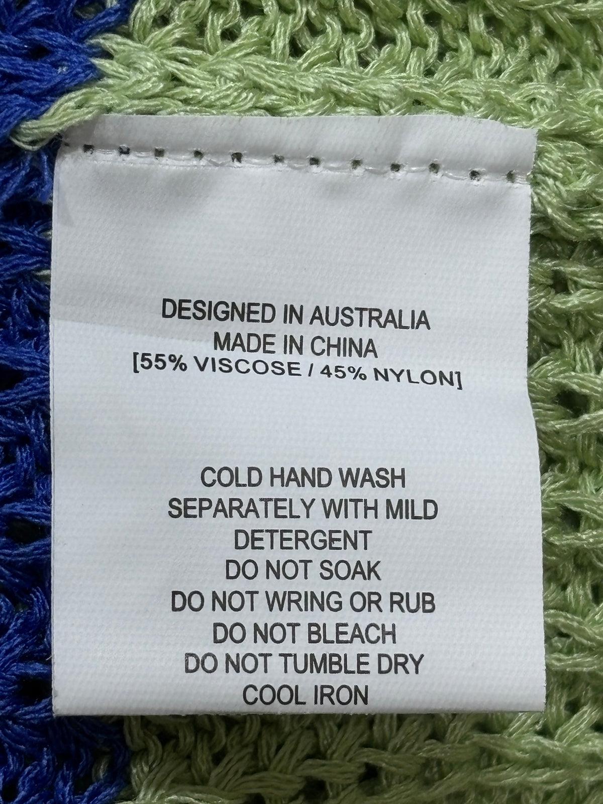 Paper Heart fabric and care label showing 55% viscose and 45% nylon