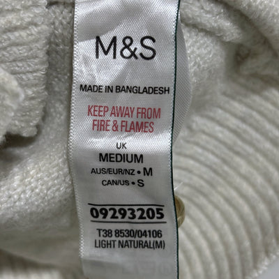 M&S label showing UK Medium, AUS/EUR/NZ M, CAN/US S and Light Natural color. - alternate view