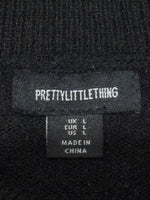 Black Cable-Knit Long-Sleeve Crop Top