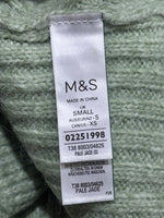 M&S label showing Pale Jade color and UK Small, AUS/EUR/NZ S, CAN/US XS sizes