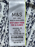 M&S label showing UK 18, EUR 46 and US 14, navy mix