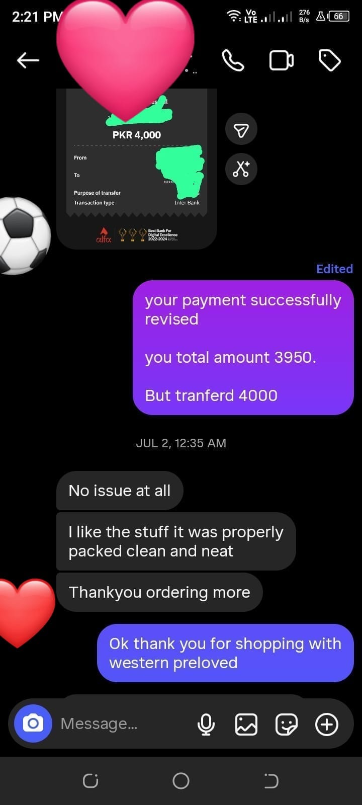 Customer Review Chat Screenshot