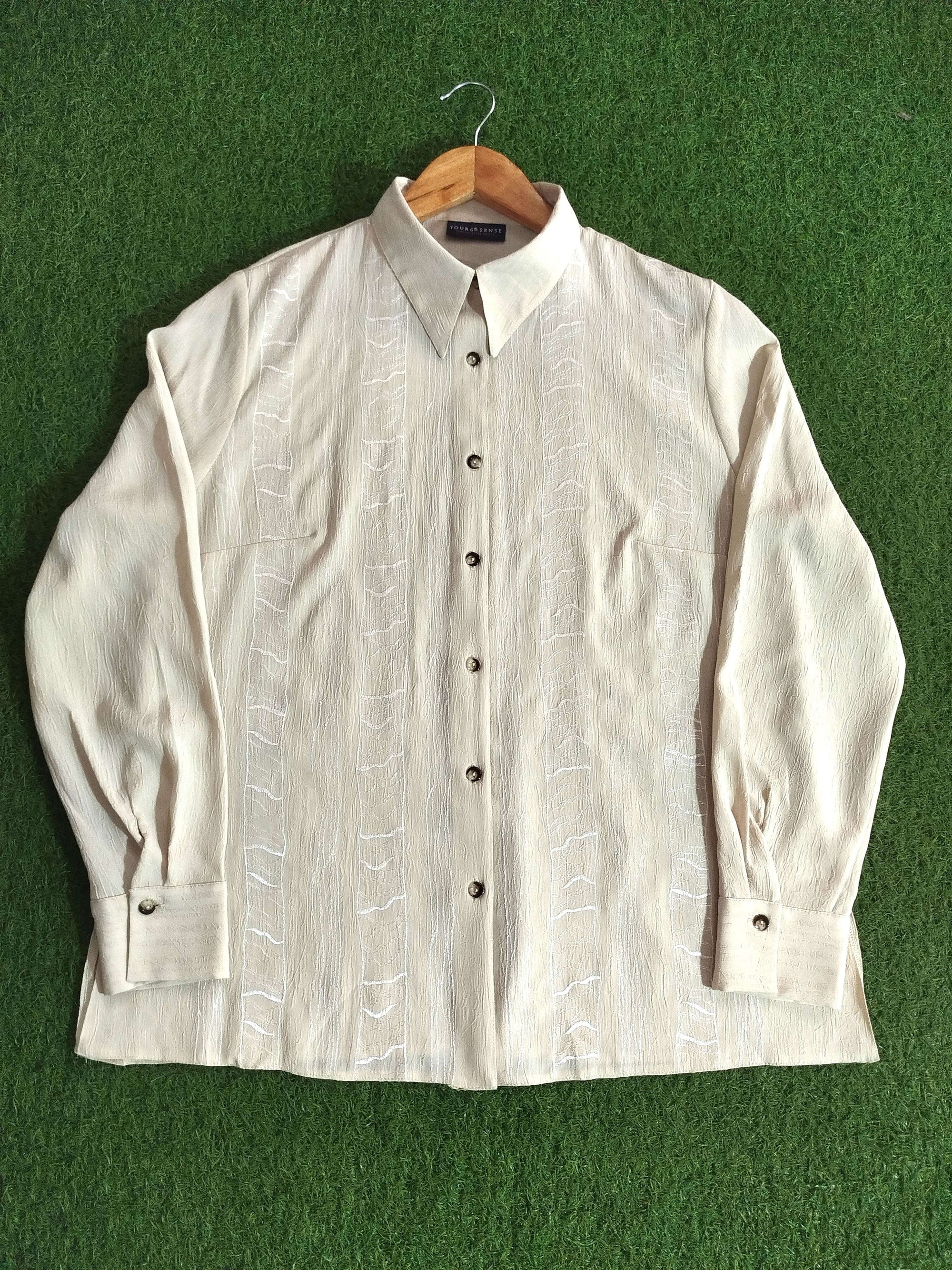 Half White Oversized Button Down Shirt western preloved