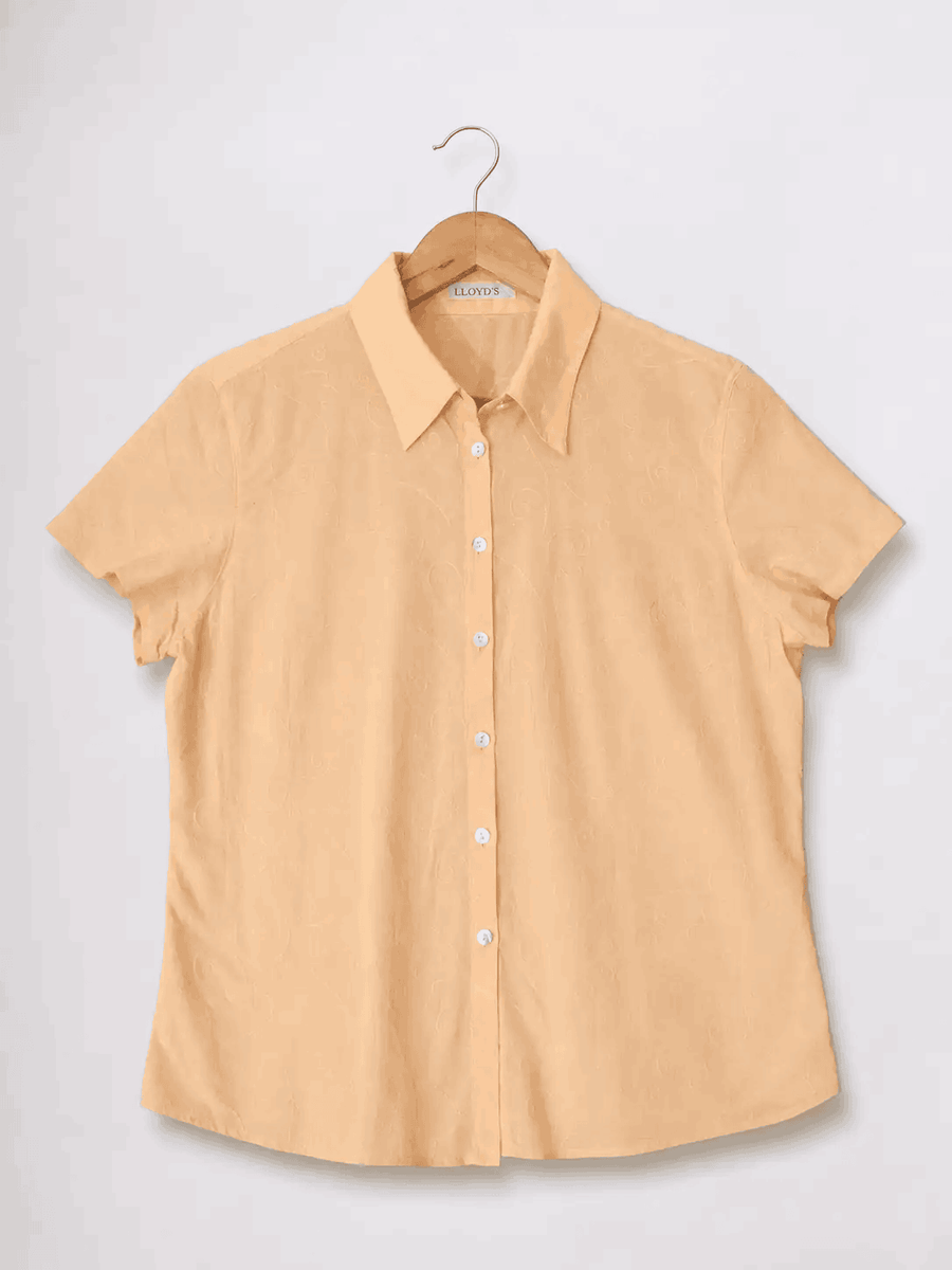 Peach Embroidered Short Sleeve Shirt western preloved - alternate view