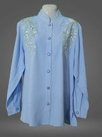 Oversized Button Down Floral Embroidery Shirt