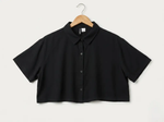 Women's Black Oversized Crop Button-Down Shirt western preloved