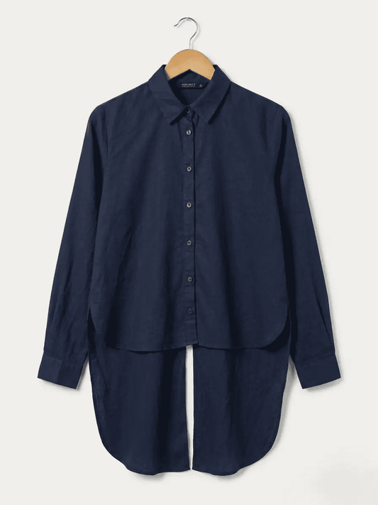 Women's High-Low Long Sleeve Button-Down Shirt western preloved - alternate view