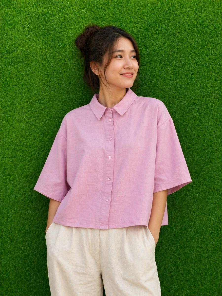 Oversized Wide-Sleeve Crop Top